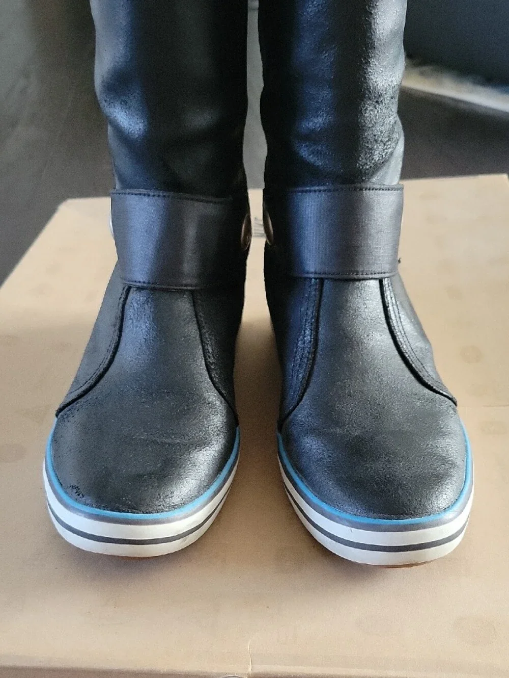 Nike Black Over-the-Knee Athletic Boot with Blue Trim